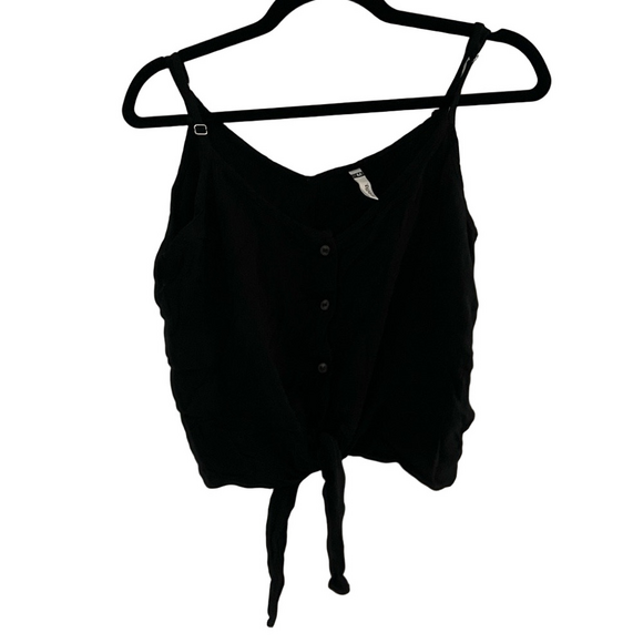Sybilla Black Button-Up Women's Spaghetti Strap Top - Picture 1 of 4
